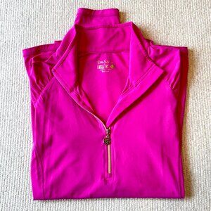 Lilly Pulitzer Bright Pink Size Large UPF 50+ Luxletic Justine Pullover Golf